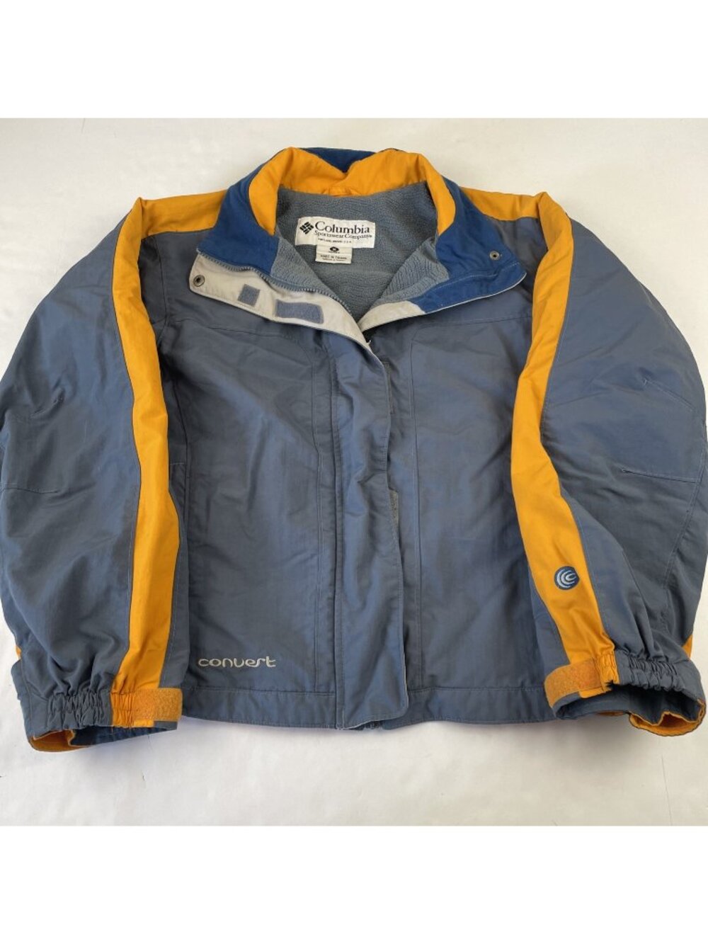 Columbia Convert Ski Snowboard Jacket Men’s M Gray Blue Orange Fleece Lined VTG